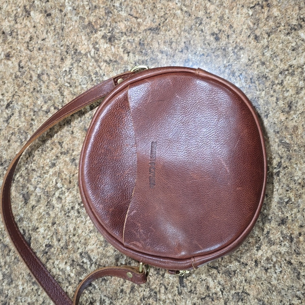 Portland Leather Brown Round Crossbody Bag